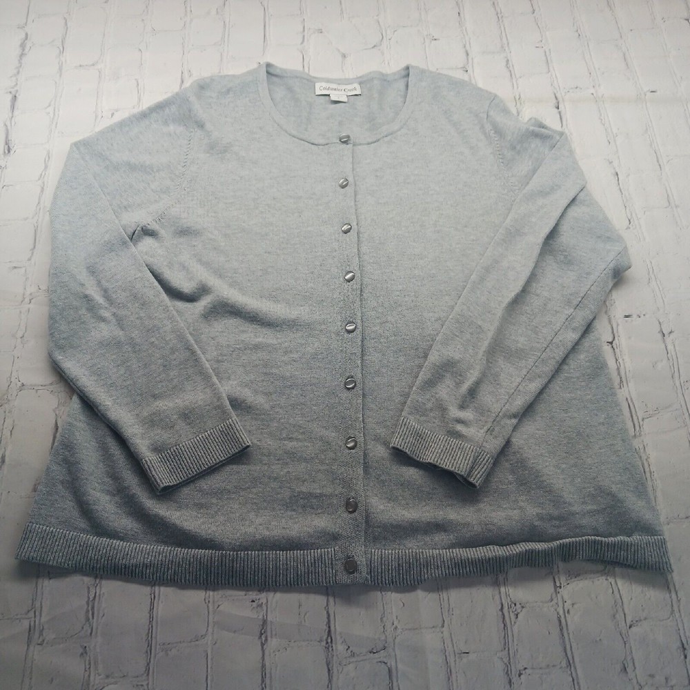 Lt.Gray Cardigan Sweater Coldwater Creek Sz L  Knit Top Button Front